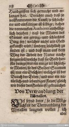Von Verwandlung der Metallen.