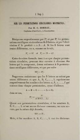 Sur les permutations circulaires distinctes.