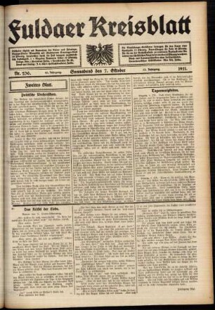 Zweite Ausgabe vom Samstag, den 07. Oktober 1911.