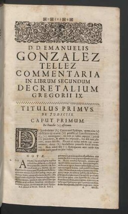 Titulus primus.