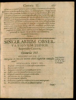 Singularium Observationum Iudicii Imperialis Camerae, Centuria III. Observatio I. - C.