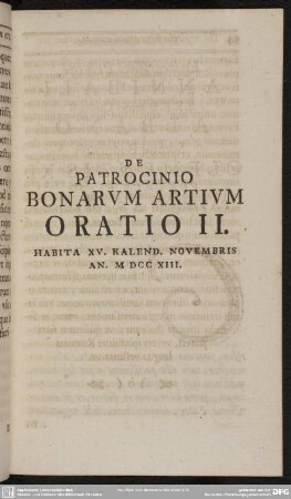 II. De patrocinio bonarum artium
