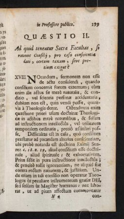 199-206, Quaestio II. Ad quid teneatur Sacra Facultas, si ratione consilij...