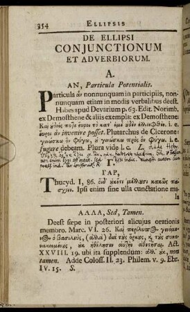 De Ellipsi Conjunctionum Et Adverbiorum. - De Ellipsi Plurium Vocum.