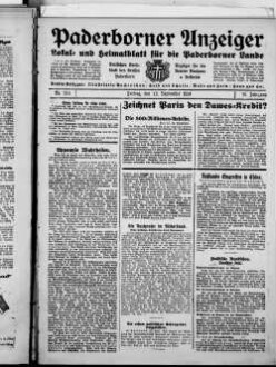 Paderborner Anzeiger : Lokal- und Heimatzeitung für das gesamte Paderborner Land : Tageszeitung für Jedermann : Publikationsorgan vieler Behörden