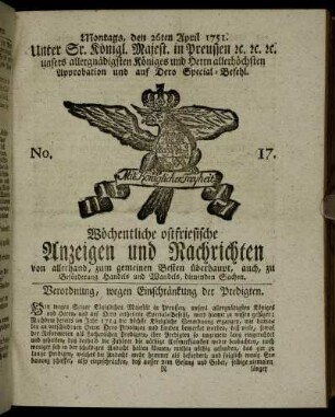 No. 17. Montags, den 26ten April 1751.