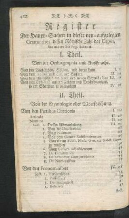 Register Der Haupt-Sachen in dieser neu-aufgelegten Grammaire; ...