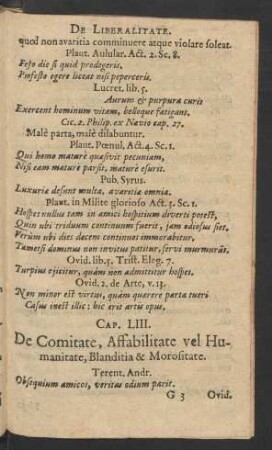 Cap. LIII. De Comitate,Affabilitate vel Humanitate, Blanditia & Morositate.