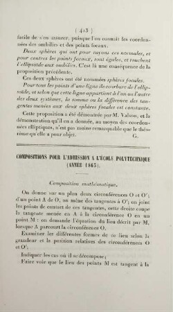 Compositions pour l'admission a l'École Polytechnique (année 1863).