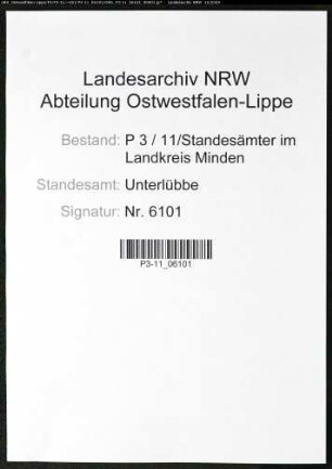 Sterberegister Standesamt Unterlübbe
