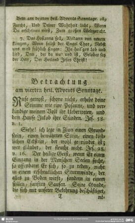 Betrachtung am vierten heil. Advent Sonntage