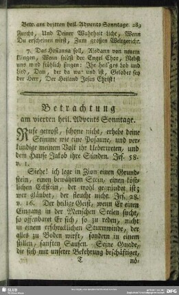 Betrachtung am vierten heil. Advent Sonntage