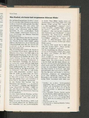 Max Kuchel, ein heute fast vergessener Altonaer Maler