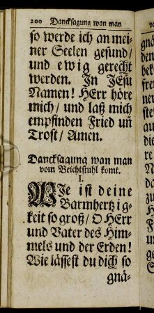 Dancksagung wan man vom Beichtstuhl komt