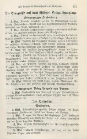 Die Ereignisse auf dem östlichen Kriegsschauplatze