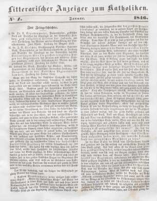 Litterarischer Anzeiger Nr. 1