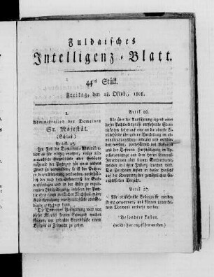 44tes Stück, Ausgabe vom 28. Oktob. 1808