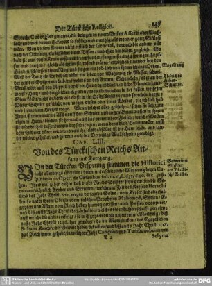 Cap. LIII. Von des Türckischen Reichs Anfang und Fortgang