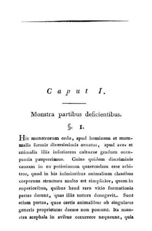Caput I. Monstra partibus deficientibus.