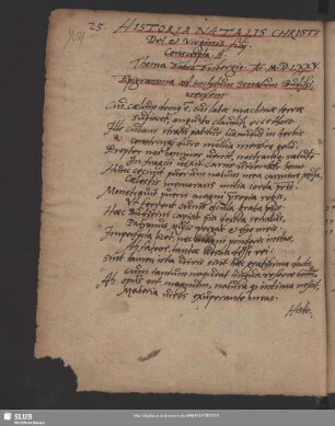 Nr. 25. Historia natalis Christi Dei et Virginis filii.