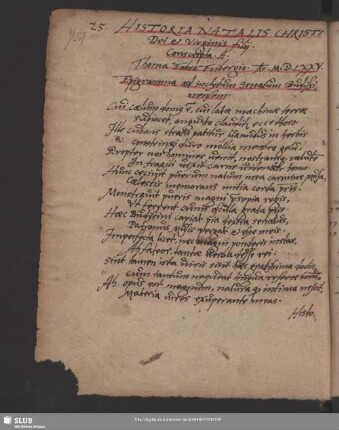 Nr. 25. Historia natalis Christi Dei et Virginis filii.