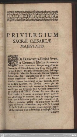 Privilegium Sacrae Caesareae Majestatis
