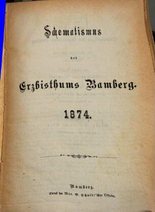 Schematismus des Erzbistums Bamberg. 1874, 1874