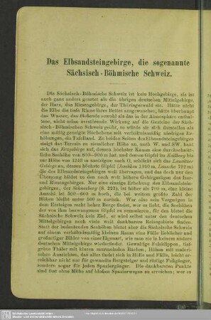 Das Elbsandsteingebirge, die sogenannte Sächsisch-Böhmische Schweiz