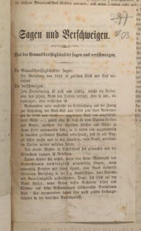Sagen und Verschweigen.