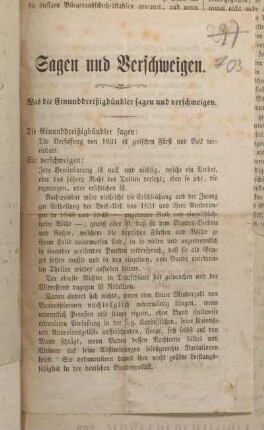 Sagen und Verschweigen.