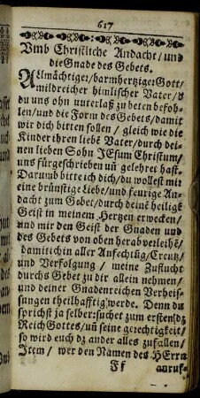 Umb Christliche Andacht/ und die Gnade des Gebets.