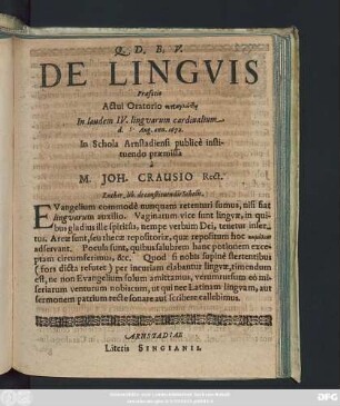 De Linguis Praefatio