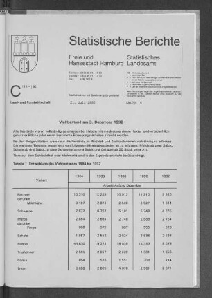 Viehbestand am 3. Dezember 1992 : Lfd. Nr. 4