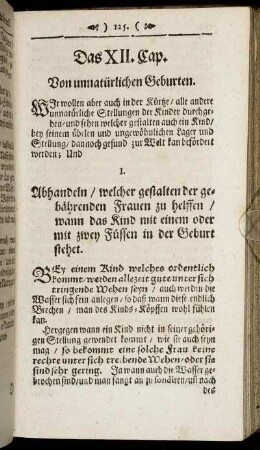Das XII. Cap. Von unnatürlichen Geburten