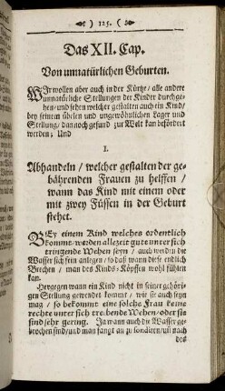 Das XII. Cap. Von unnatürlichen Geburten