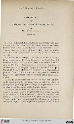 3.Ser. 2.1891: Prééminence des facultés mécaniques dans la race égyptienne