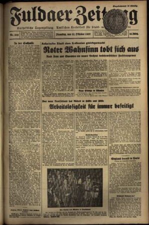 Erste Ausgabe vom Dienstag, den 12. Oktober 1937.
