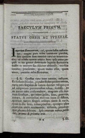 Saeculum Primum. Status Orbis Ac Iudaeae.