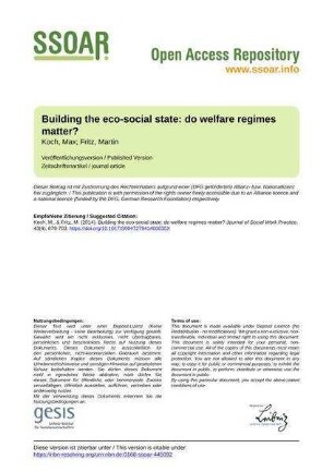 Building the eco-social state: do welfare regimes matter?