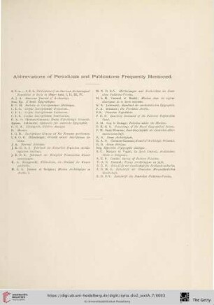 Abbreviations of Periodicals and Publications Frequently Mentioned