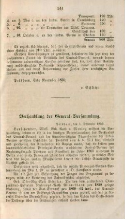 Verhandlung der General-Versammlung.