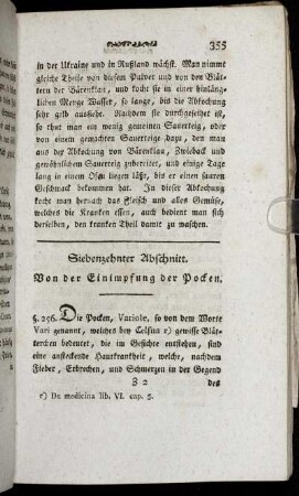 Siebenzehnter Abschnitt. Von der Einimpfung der Pocken.