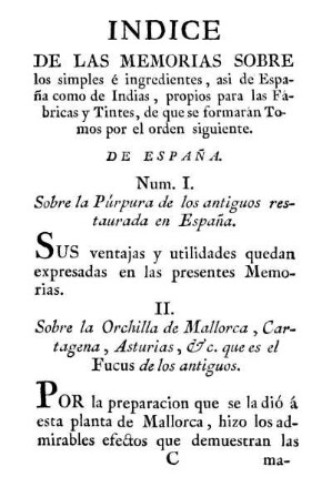 Indice de las Memorias Sobre...