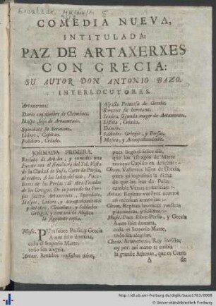 Comedia Nueva: Paz De Artaxerxes Con Grecia