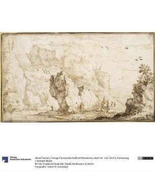 Felsige Flusslandschaft mit Wanderern