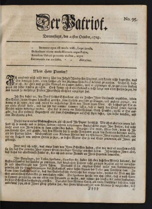 No. 95. Donnerstags, den 25sten October, 1725