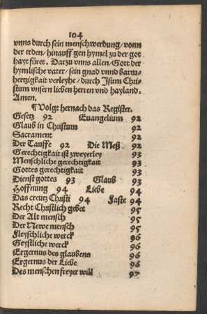 Volget hernach das Register.