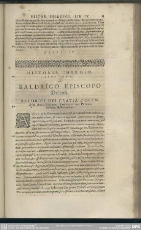 Historia Iherosolimitana, A Baldrico Episcopo Dolensi