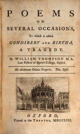Poems On Several Occasions : To which is added Gondibert And Birtha, A Tragedy