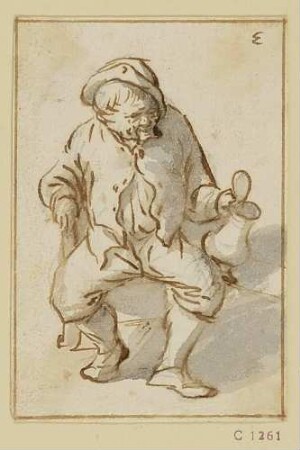 Sitzeder Bauer mit Krug